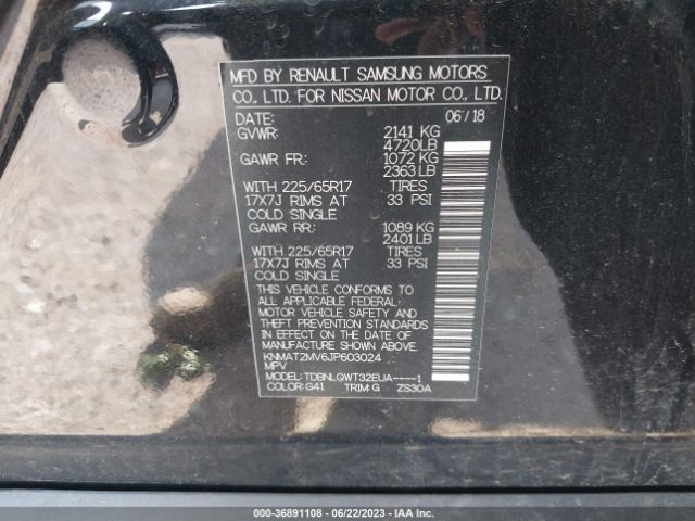 KNMAT2MV6JP603024 Nissan ROGUE SV