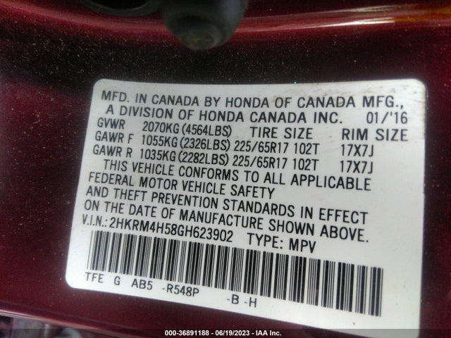 Honda CR-V EX 2016 2HKRM4H58GH623902 Image 9