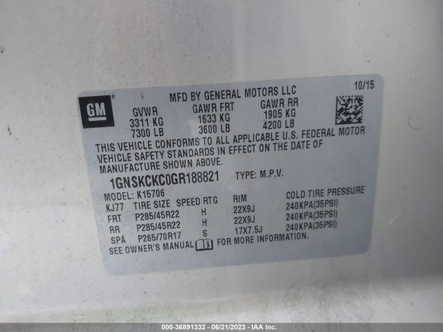Chevrolet Tahoe Ltz 2016 1GNSKCKC0GR188821 Image 9