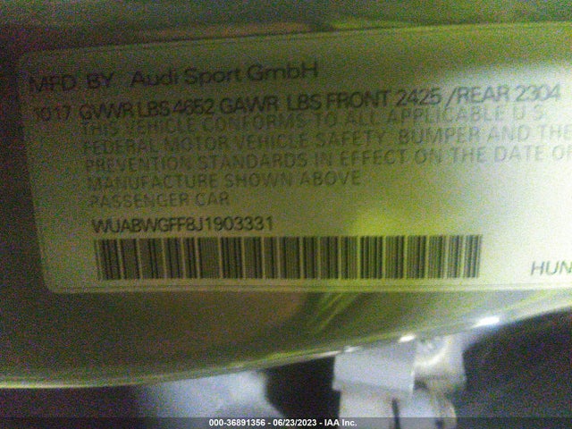 2018 Audi RS 3, VIN: WUABWGFF8J1903331