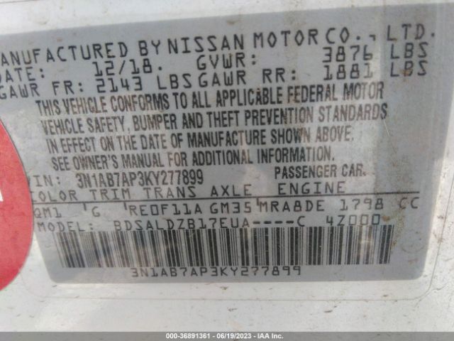 3N1AB7AP3KY277899 Nissan SENTRA SV