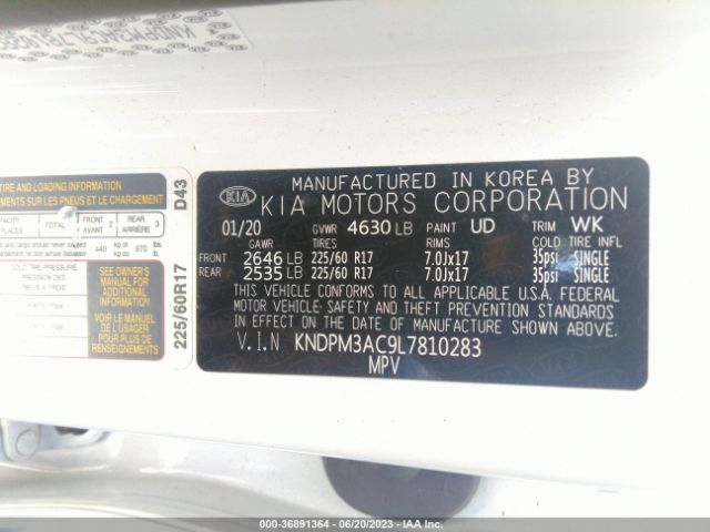 KNDPM3AC9L7810283 KIA Sportage Lx