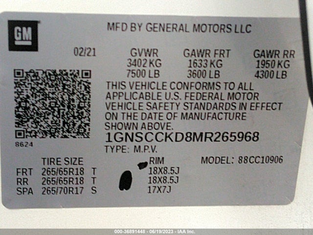Chevrolet Suburban Lt 2021 1GNSCCKD8MR265968 Image 9