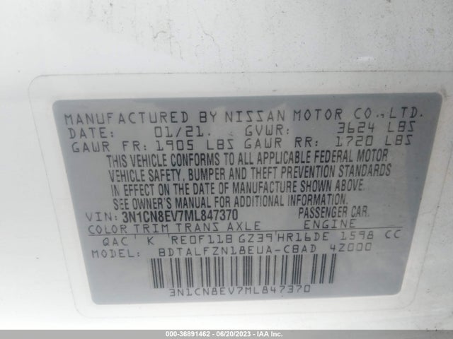 Nissan VERSA SV 2021 3N1CN8EV7ML847370 Image 16