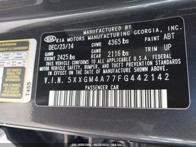 5XXGM4A77FG442142 KIA Optima Lx