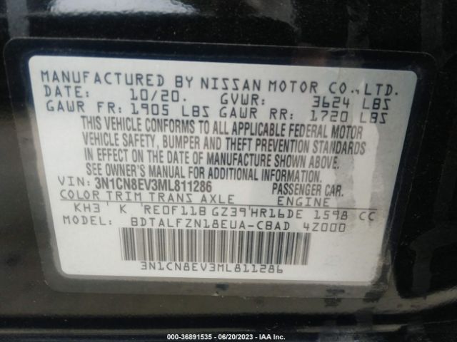 3N1CN8EV3ML811286 Nissan VERSA SV
