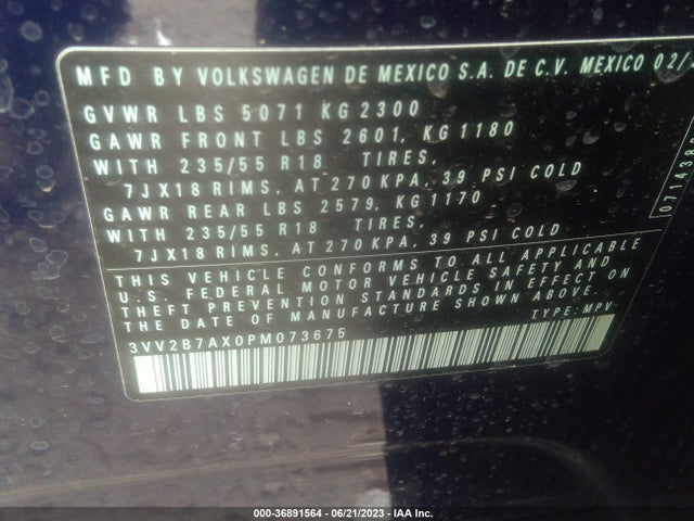 3VV2B7AX0PM073675 Volkswagen TIGUAN SE
