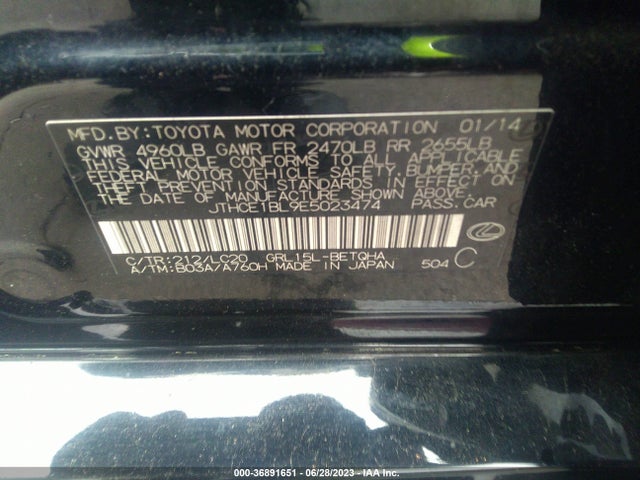 2014 LEXUS GS 350 VIN: JTHCE1BL9E5023474