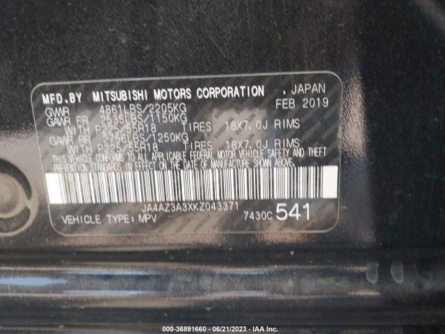 JA4AZ3A3XKZ043371 Mitsubishi Outlander Es/se/sel/le