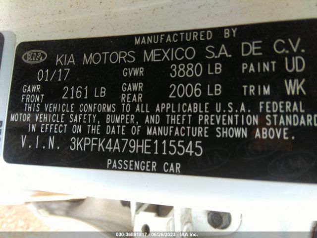 3KPFK4A79HE115545 KIA FORTE LX