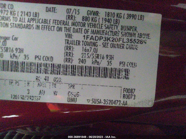 Ford FOCUS SE 2015 1FADP3K20FL355289 Image 10