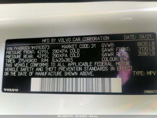 YV4BR0CK1M1763573 Volvo Xc90 Inscription