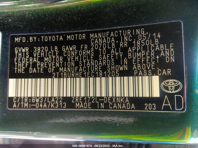 Toyota Corolla L/le/s/s Plus/le Plus 2014 2T1BURHE1EC181205 Image 15