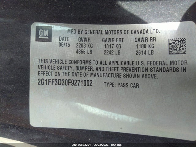 Chevrolet CAMARO LT 2015 2G1FF3D30F9271002 Image 16