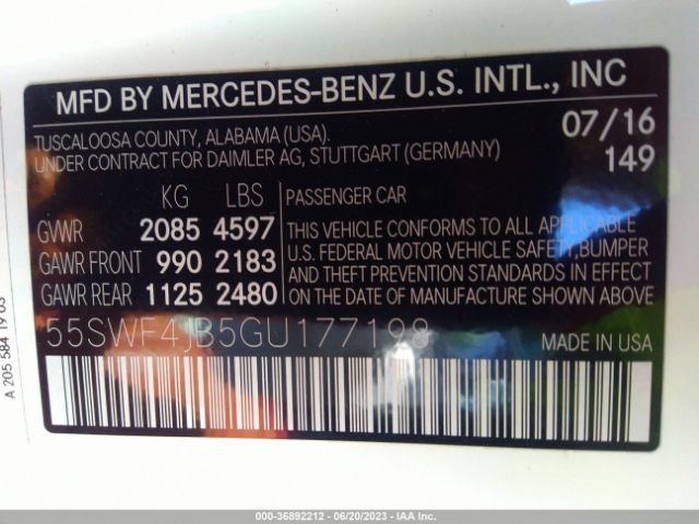 55SWF4JB5GU177198 Mercedes-Benz C-class C 300