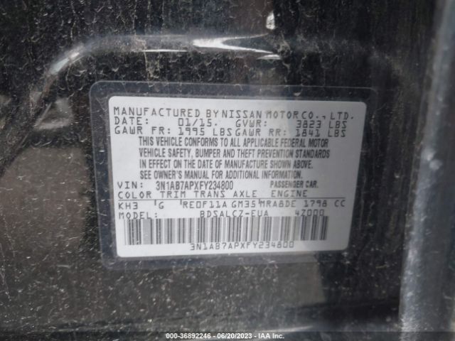 3N1AB7APXFY234800 Nissan SENTRA S