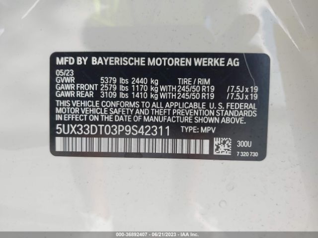 5UX33DT03P9S42311 BMW X4 Xdrive30i