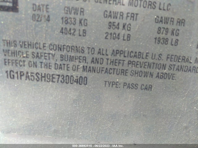 Chevrolet CRUZE LS 2014 1G1PA5SH9E7300400 Image 11