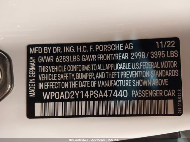 2023 Porsche Taycan, VIN: WP0AD2Y14PSA47440