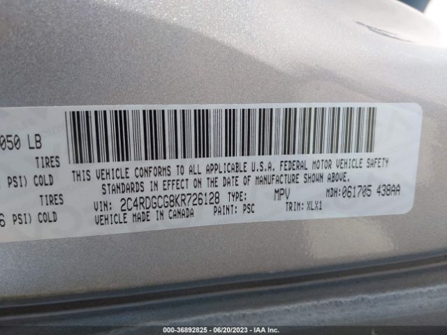 2C4RDGCG8KR726128 Dodge Grand Caravan Sxt