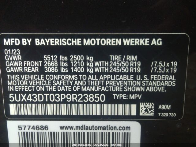 5UX43DT03P9R23850 BMW X4 M40i