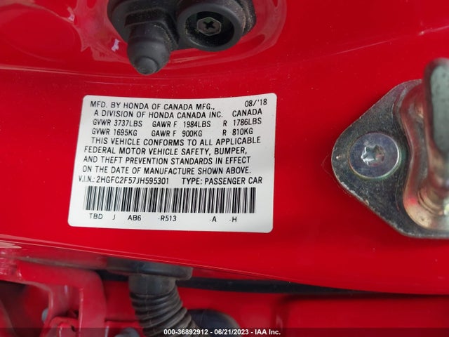 Honda Civic Sedan Lx 2018 2HGFC2F57JH595301 Image 9