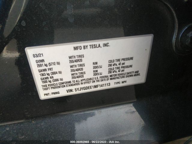 5YJYGDEE1MF141113 Tesla Model Y Long Range