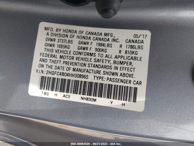 Honda Civic Coupe Lx-p 2017 2HGFC4B04HH308965 Image 9