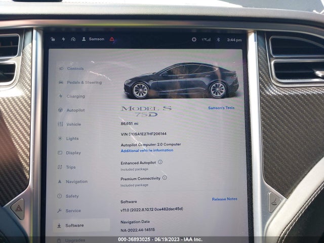 Tesla MODEL S 2017 5YJSA1E27HF206144 Image 62