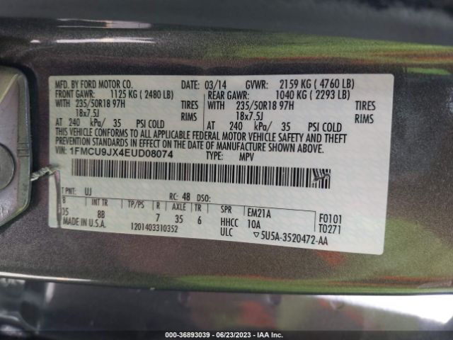 1FMCU9JX4EUD08074 Ford Escape Titanium