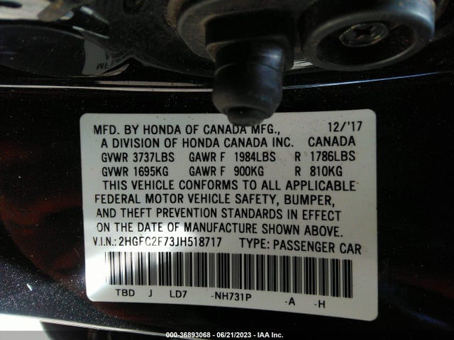 Honda Civic Sedan Ex 2018 2HGFC2F73JH518717 Image 16