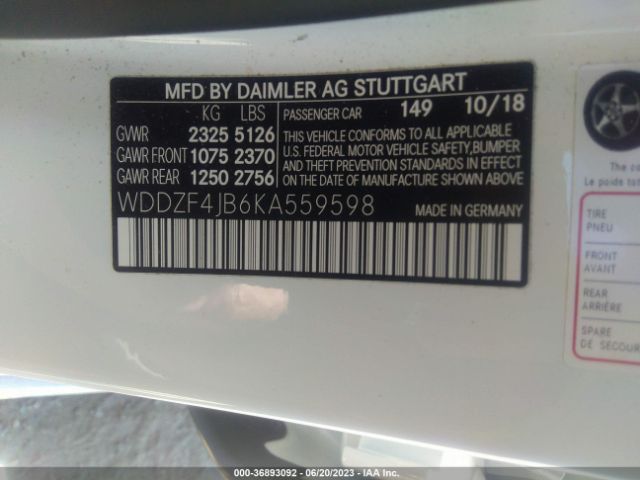 WDDZF4JB6KA559598 Mercedes-Benz E-class E 300