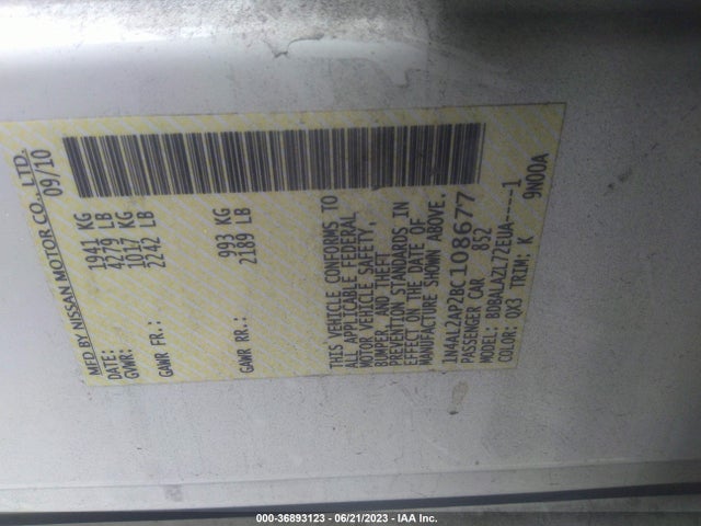 2011 NISSAN ALTIMA 2.5 VIN: 1N4AL2AP2BC108677