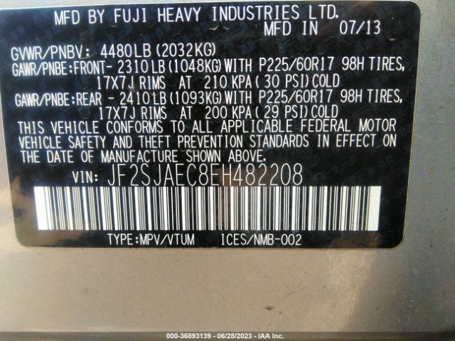 JF2SJAEC8EH482208 Subaru Forester 2.5i Premium