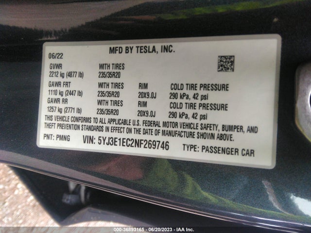 Tesla Model 3 Performance 2022 5YJ3E1EC2NF269746 Image 16