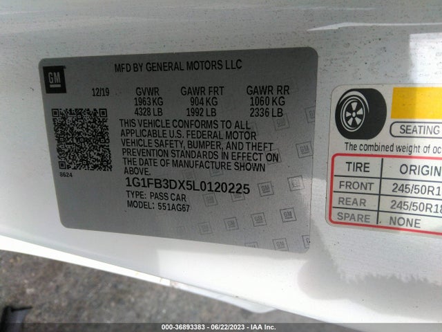 Chevrolet Camaro 1lt 2020 1G1FB3DX5L0120225 Image 9