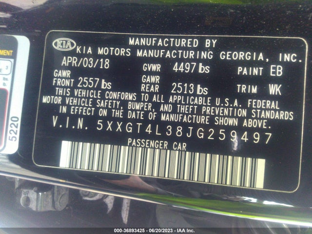 KIA Optima Lx 2018 5XXGT4L38JG259497 Image 9