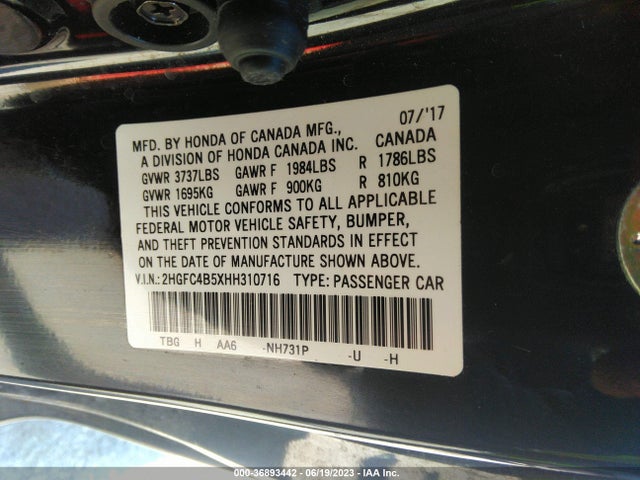 Honda Civic Coupe Lx 2017 2HGFC4B5XHH310716 Image 9