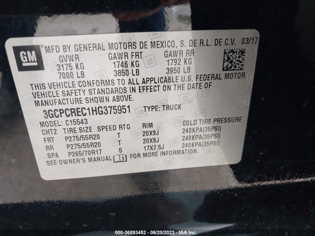Chevrolet Silverado 1500 Lt 2017 3GCPCREC1HG375951 Image 9