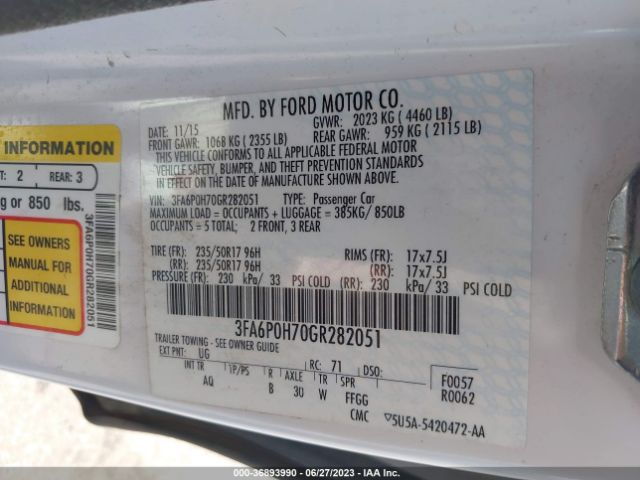 3FA6P0H70GR282051 Ford FUSION SE