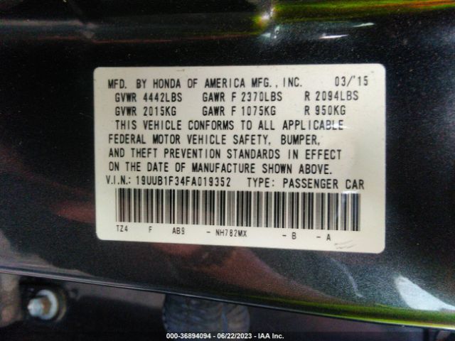 19UUB1F34FA019352 Acura TLX