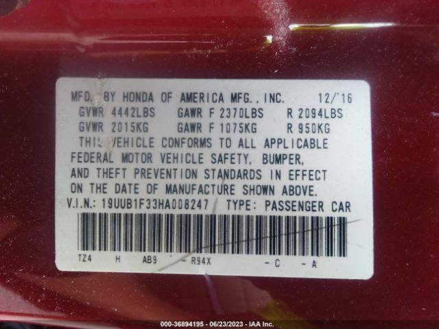 19UUB1F33HA008247 Acura TLX
