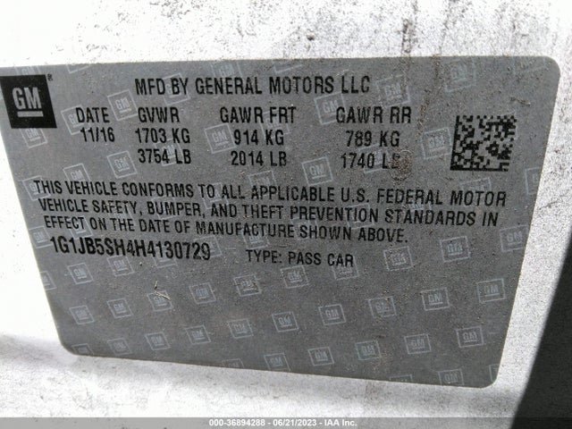 Chevrolet SONIC LS 2017 1G1JB5SH4H4130729 Image 10