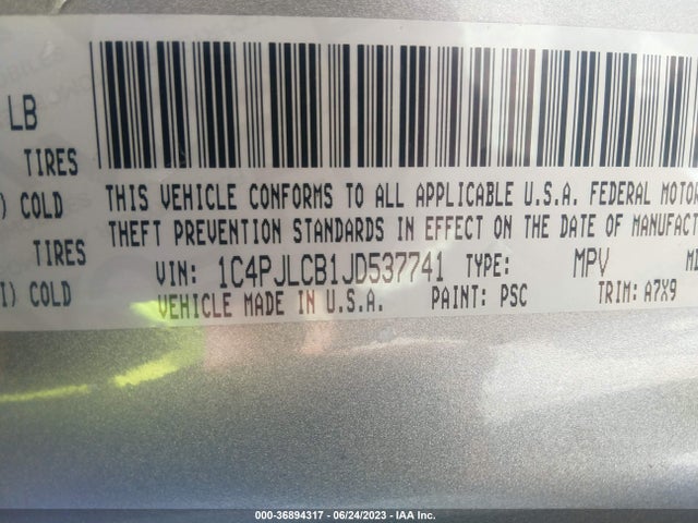 1C4PJLCB1JD537741 Jeep Cherokee Latitude