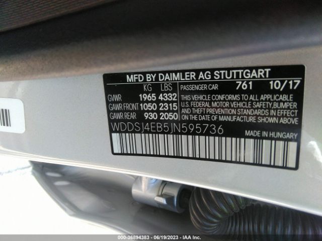 WDDSJ4EB5JN595736 Mercedes-Benz Cla Cla 250