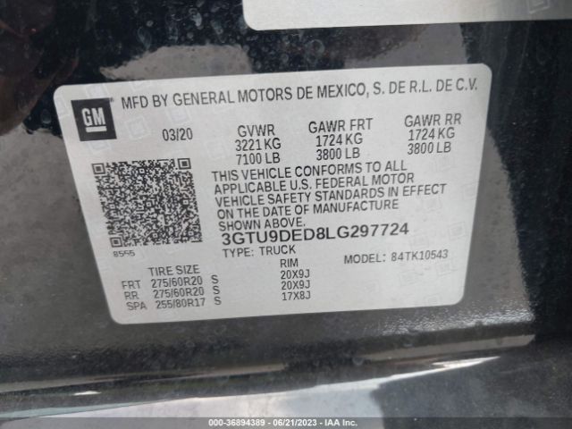 3GTU9DED8LG297724 GMC Sierra 1500 Slt