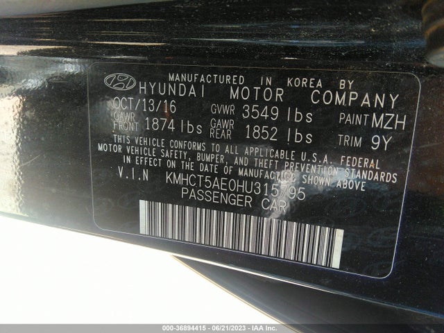 Hyundai ACCENT SE 2017 KMHCT5AE0HU315795 Image 15