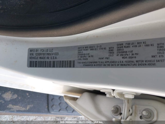 RAM 1500 Big Horn 2021 1C6SRFBT7MN741223 Image 9