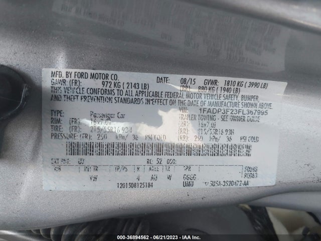 Ford FOCUS SE 2015 1FADP3F23FL367995 Image 11