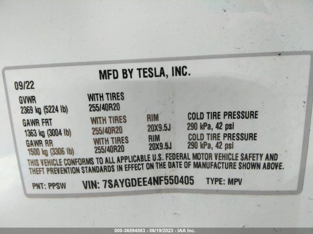 Tesla Model Y Long Range 2022 7SAYGDEE4NF550405 Image 16